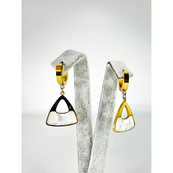 Gold Sedefli Sallantılı Küpe